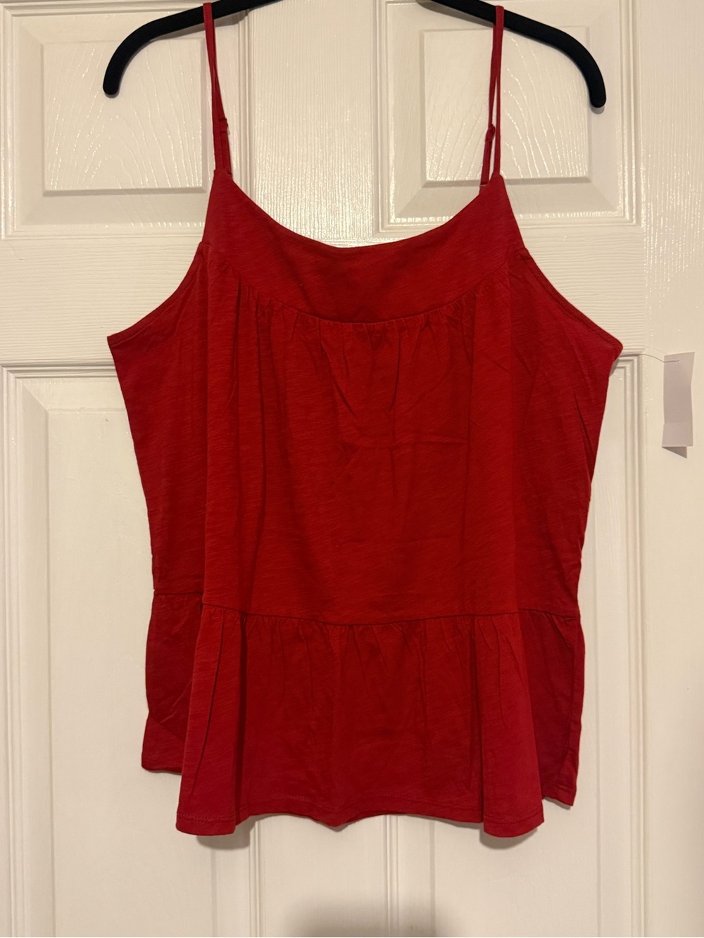 LOFT Red Peplum Camisole with Adjustable Straps